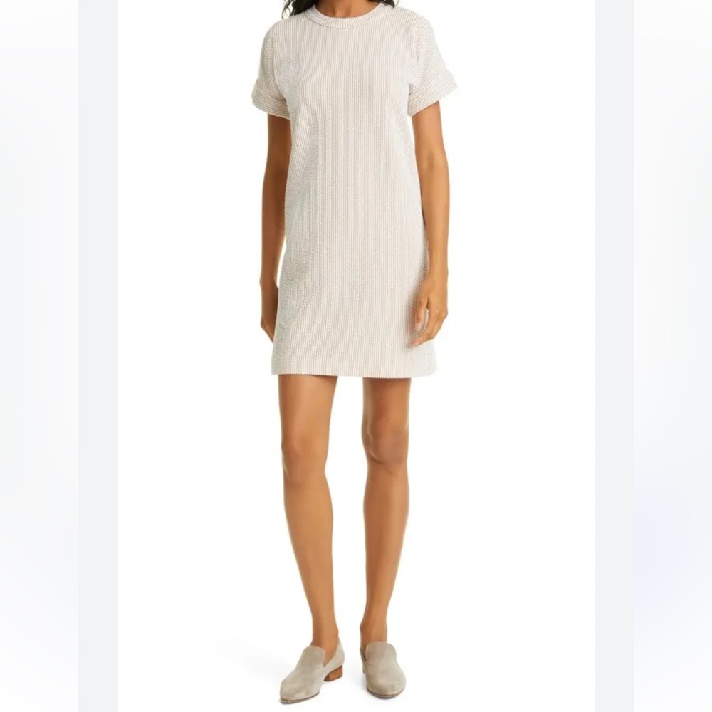 Club Monaco Textured Striped Dress – White & Khaki –‎ XS - Picture 2 of 15